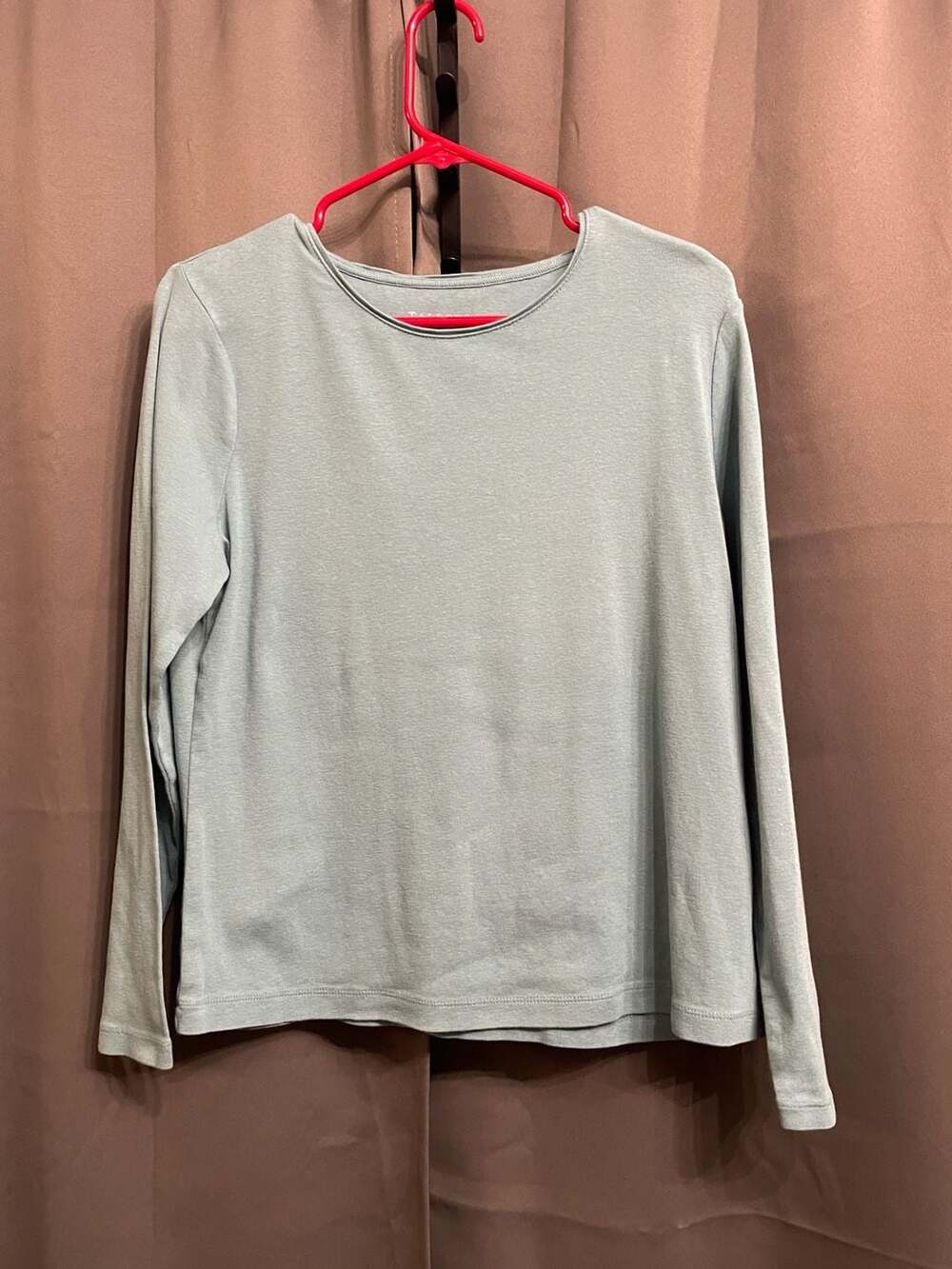 Talbots Petites 100% Cotton Long Sleeve Casual Top Sage Green LP
